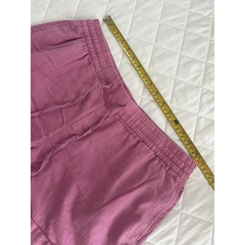 Old Navy Linen Blend Shorts Pink Elastic Waist Drawstring‎ Casual Beach Lounge L